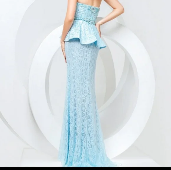 Tony Bowls prom pageant dress peplum blue gown 4